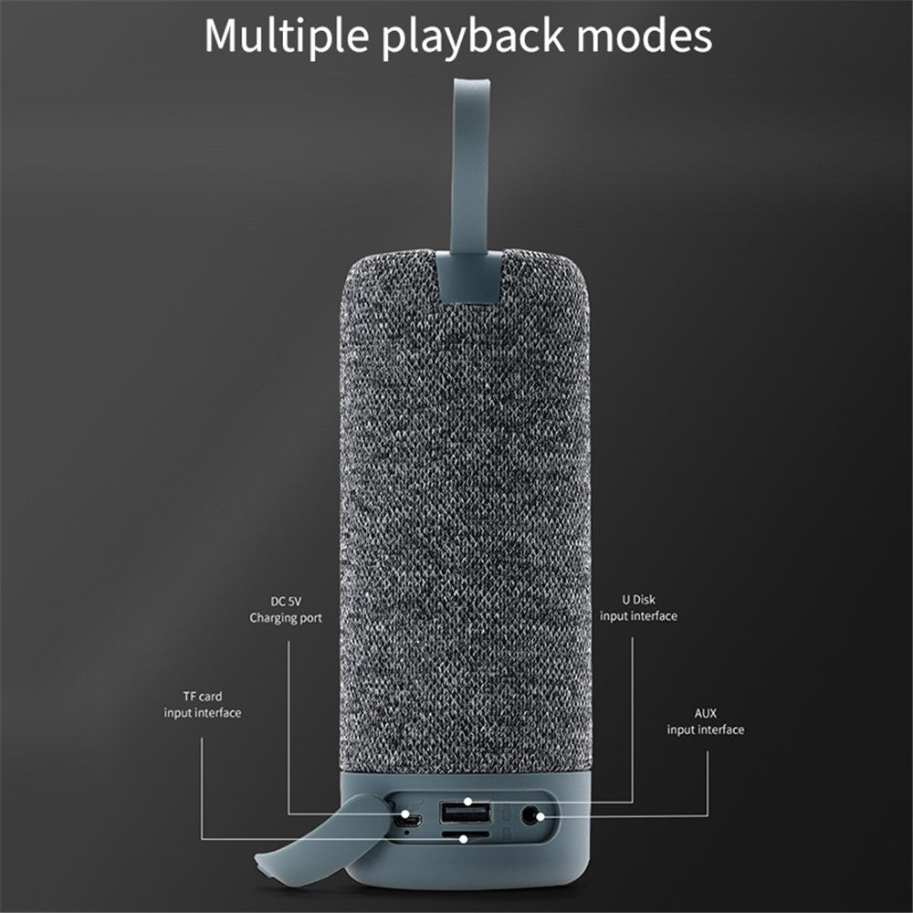 T&G TG619 bærbar stofbeklædt Bluetooth-kompatibel TWS-trådløs bas-subwoofer, vandtæt udendørshøjttaler med Bluetooth-funktion (CE-certificeret)