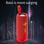 T&G TG619 bærbar stofbeklædt Bluetooth-kompatibel TWS-trådløs bas-subwoofer, vandtæt udendørshøjttaler med Bluetooth-funktion (CE-certificeret)