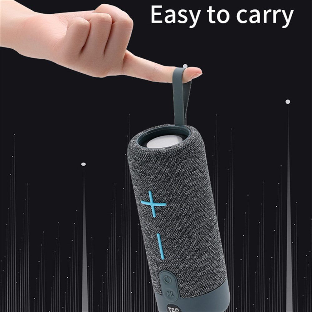 T&G TG619 bærbar stofbeklædt Bluetooth-kompatibel TWS-trådløs bas-subwoofer, vandtæt udendørshøjttaler med Bluetooth-funktion (CE-certificeret)