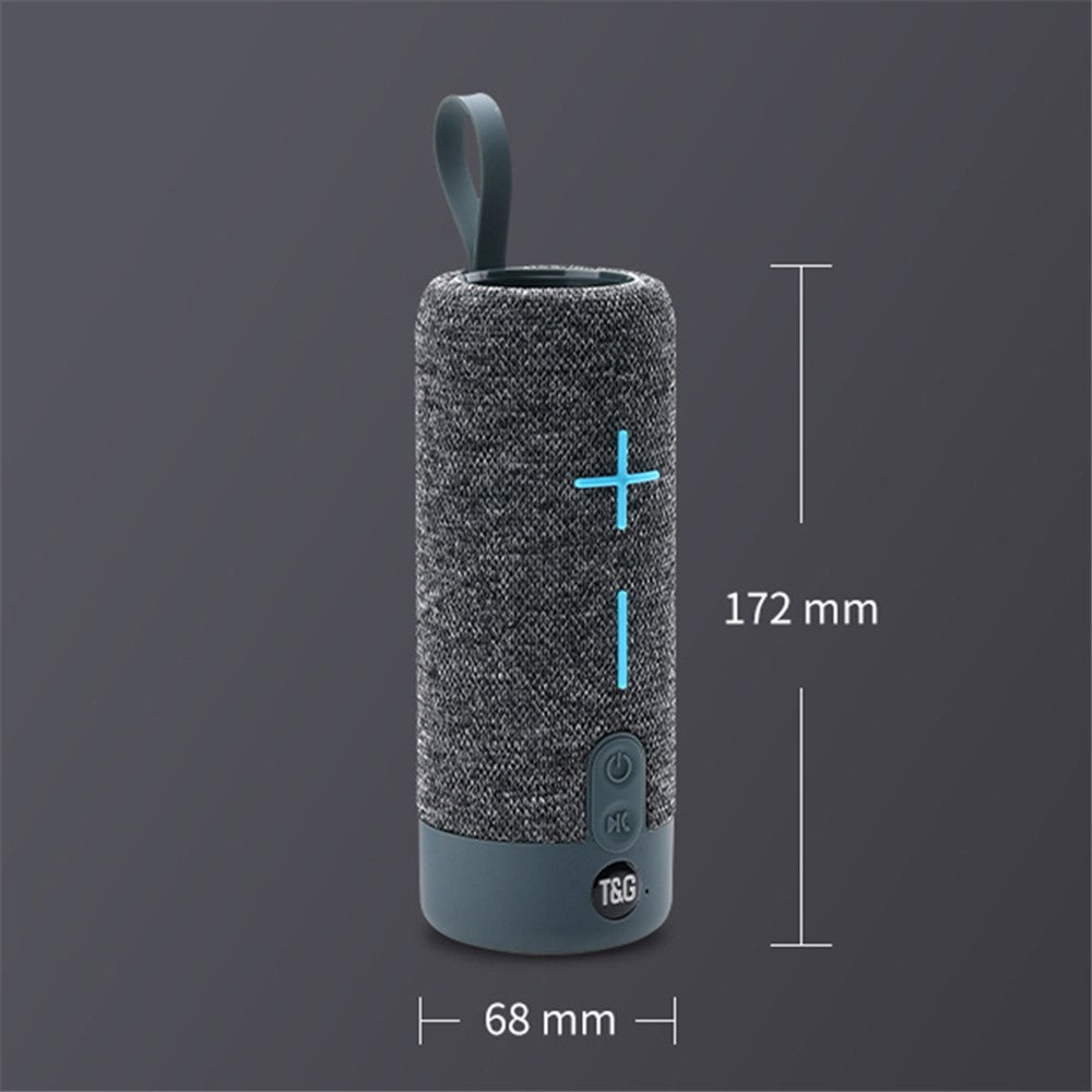 T&G TG619 bærbar stofbeklædt Bluetooth-kompatibel TWS-trådløs bas-subwoofer, vandtæt udendørshøjttaler med Bluetooth-funktion (CE-certificeret)