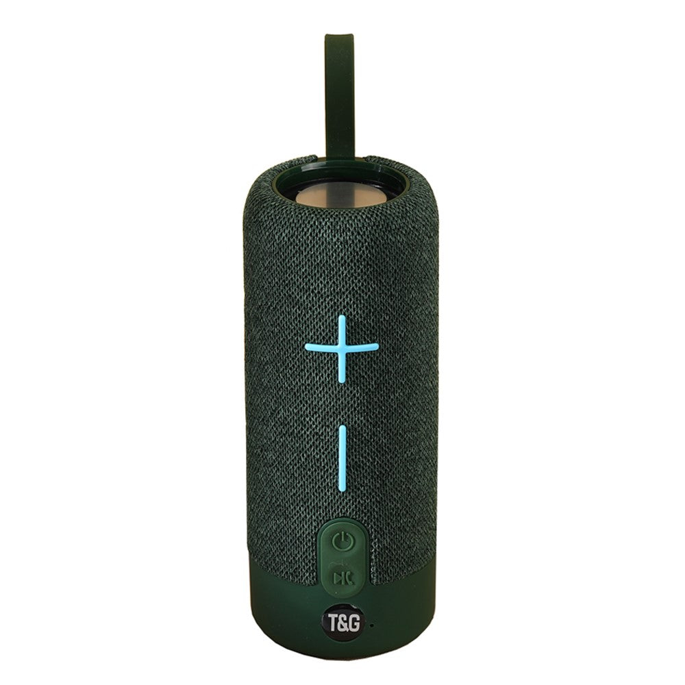 T&G TG619 bærbar stofbeklædt Bluetooth-kompatibel TWS-trådløs bas-subwoofer, vandtæt udendørshøjttaler med Bluetooth-funktion (CE-certificeret)