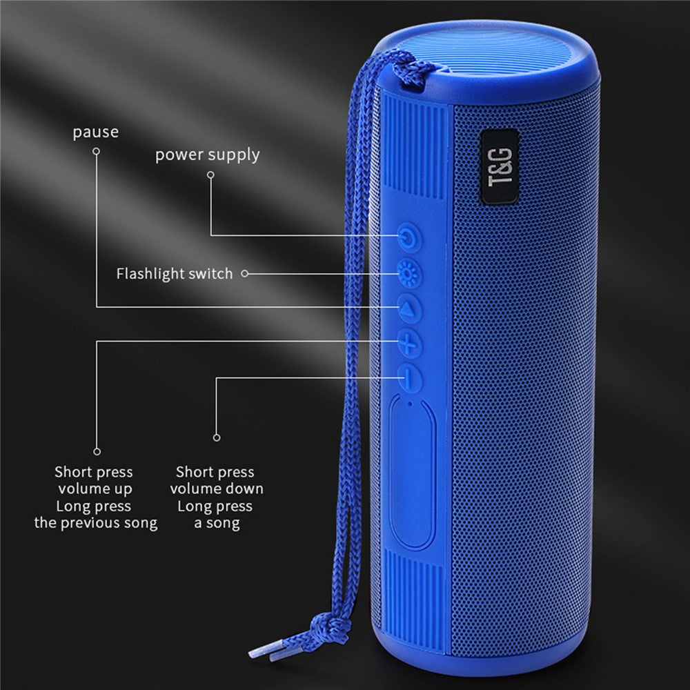 T&G TG635 Bluetooth-compatible Music Subwoofer Waterproof Portable Outdoor Wireless Speaker with LED Flashlight Support TF Card FM Radio Aux Input (CE)