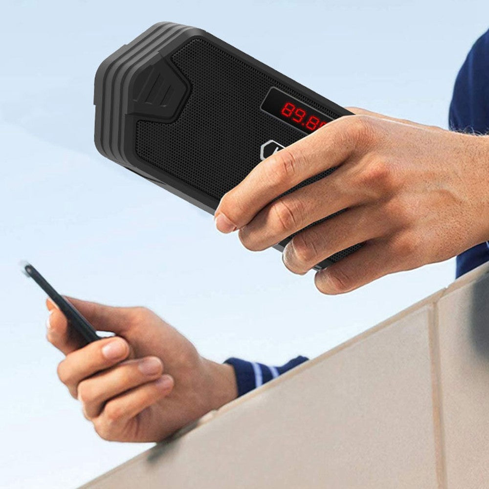H/F-F216 trådløs Bluetooth-kompatibel udendørshøjttaler med TF-kort/U-disk, mini-subwoofer, bærbar lyd- og stemmeforstærker, understøtter FM-radio med ekstern udtrækkelig antenne/mobilholder