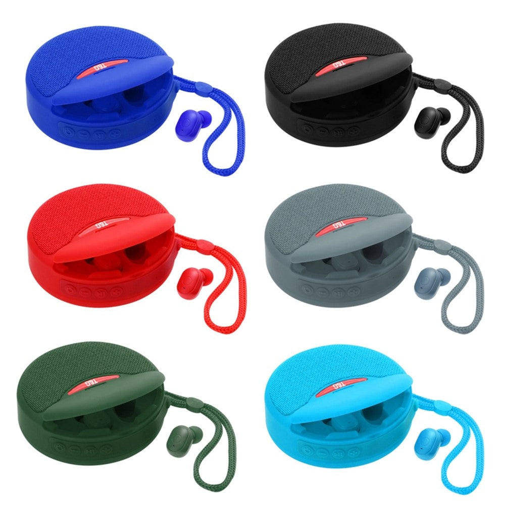 TG808 2-in-1 TWS Wireless Speaker Bluetooth-compatible Earphone Stereo Sound Subwoofer Supports Hands-free Call / TF Card Playback / FM