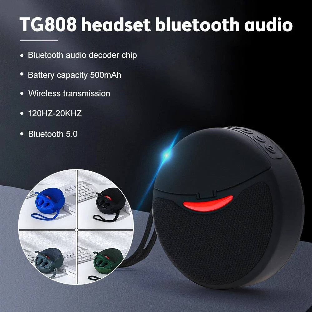 TG808 2-in-1 TWS Wireless Speaker Bluetooth-compatible Earphone Stereo Sound Subwoofer Supports Hands-free Call / TF Card Playback / FM