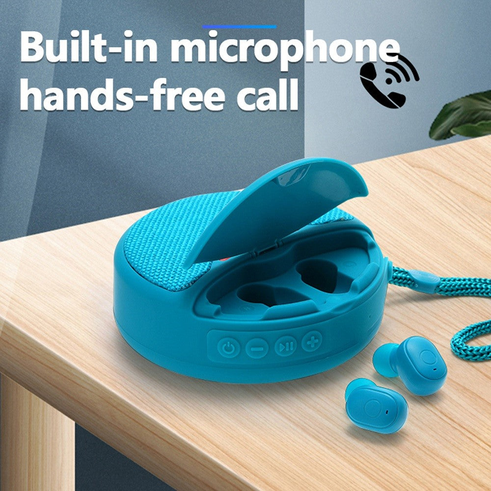 TG808 2-in-1 TWS Wireless Speaker Bluetooth-compatible Earphone Stereo Sound Subwoofer Supports Hands-free Call / TF Card Playback / FM