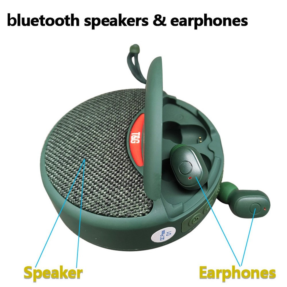 TG808 2-in-1 TWS Wireless Speaker Bluetooth-compatible Earphone Stereo Sound Subwoofer Supports Hands-free Call / TF Card Playback / FM