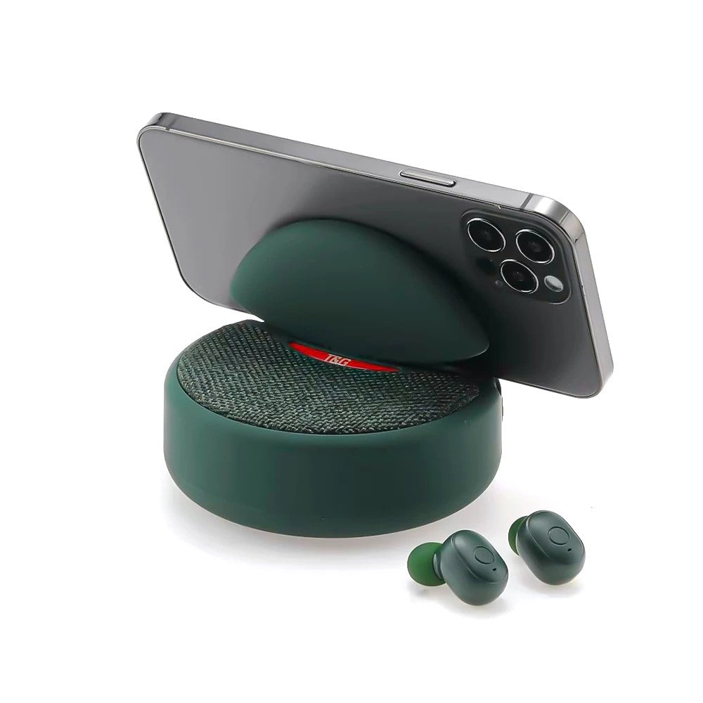 TG808 2-in-1 TWS Wireless Speaker Bluetooth-compatible Earphone Stereo Sound Subwoofer Supports Hands-free Call / TF Card Playback / FM