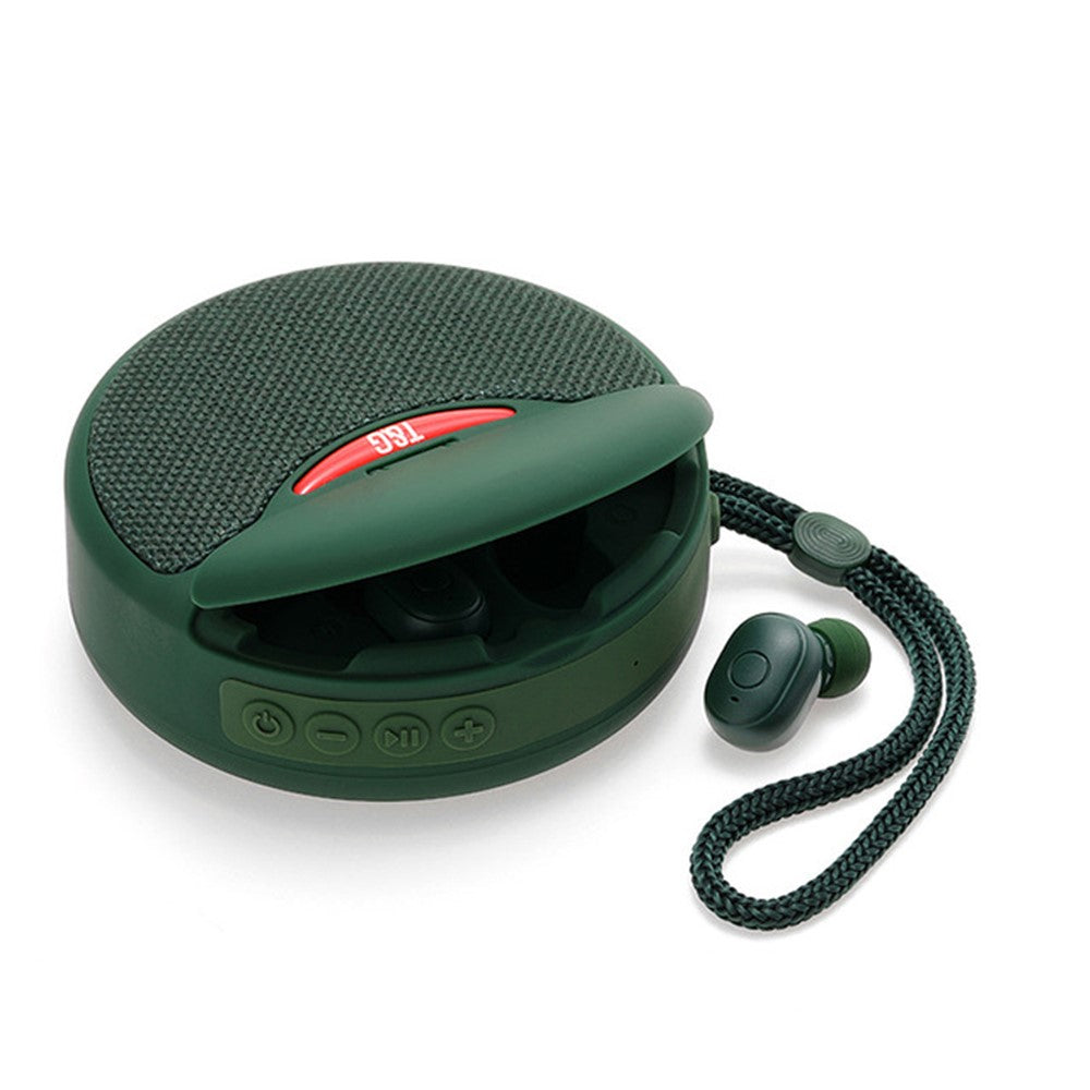 TG808 2-in-1 TWS Wireless Speaker Bluetooth-compatible Earphone Stereo Sound Subwoofer Supports Hands-free Call / TF Card Playback / FM