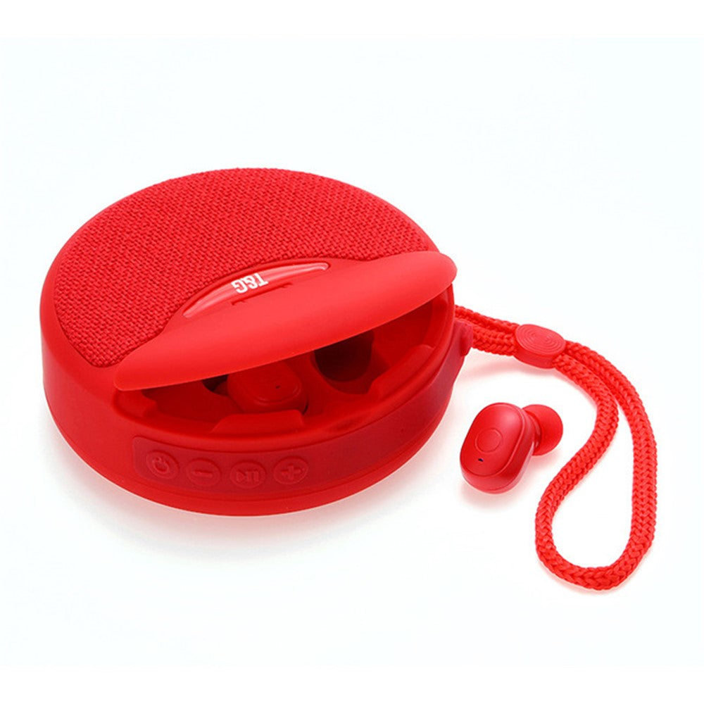TG808 2-in-1 TWS Wireless Speaker Bluetooth-compatible Earphone Stereo Sound Subwoofer Supports Hands-free Call / TF Card Playback / FM
