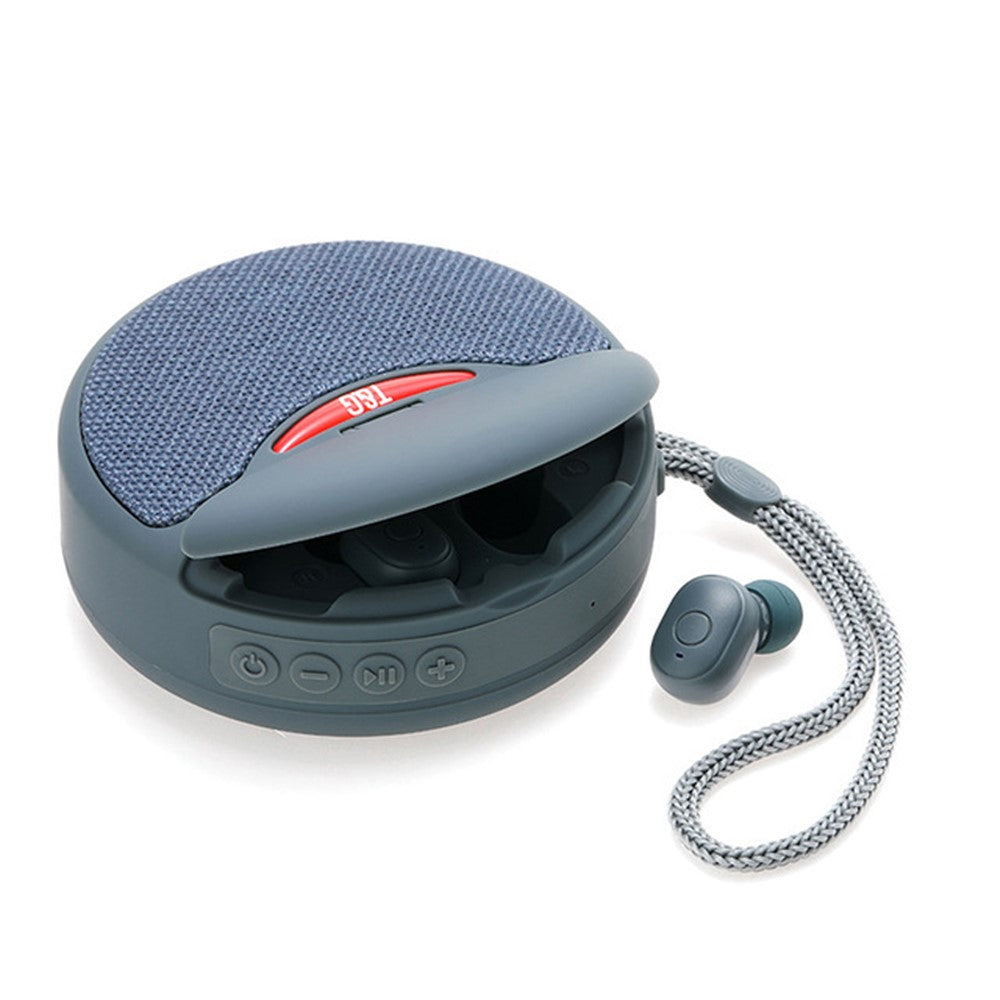 TG808 2-in-1 TWS Wireless Speaker Bluetooth-compatible Earphone Stereo Sound Subwoofer Supports Hands-free Call / TF Card Playback / FM
