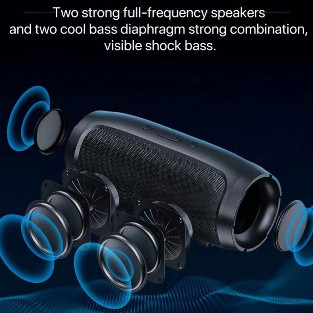 J016 Portable Outdoor Rechargeable Bluetooth-compatible Speaker Wireless Music Subwoofer Support TF Card / U-Disk Playback