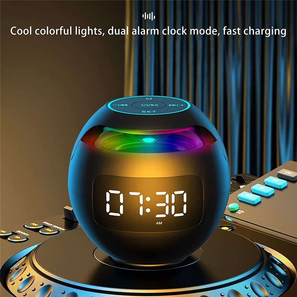 G-90Q Bærbar Trådløs Bluetooth-kompatibel Højttaler, Kugleformet Vækkeur FM-radio Smart Subwoofer (Engelsk / Sensing Version)