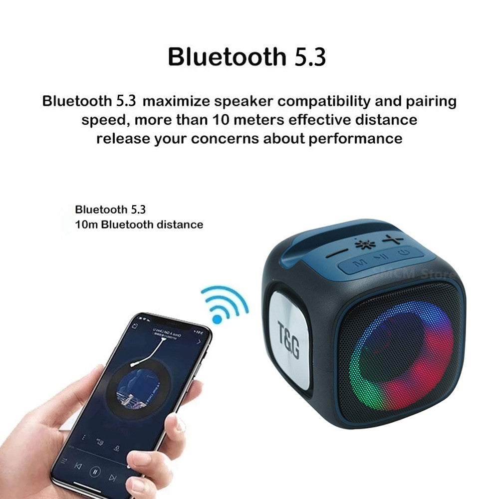 T&G TG359 Mini Rechargeable Bluetooth-compatible Speaker Portable Outdoor Wireless Stereo Subwoofer with Breathing Light