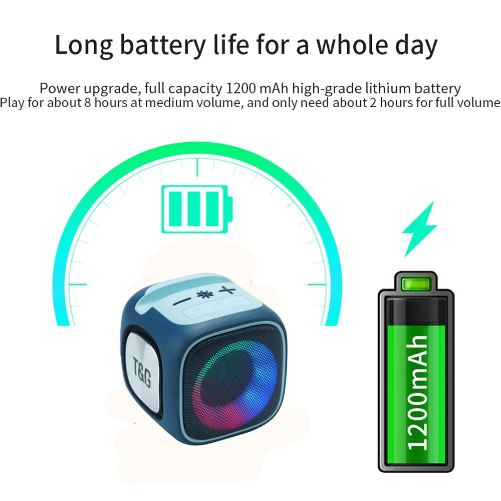 T&G TG359 Mini Rechargeable Bluetooth-compatible Speaker Portable Outdoor Wireless Stereo Subwoofer with Breathing Light