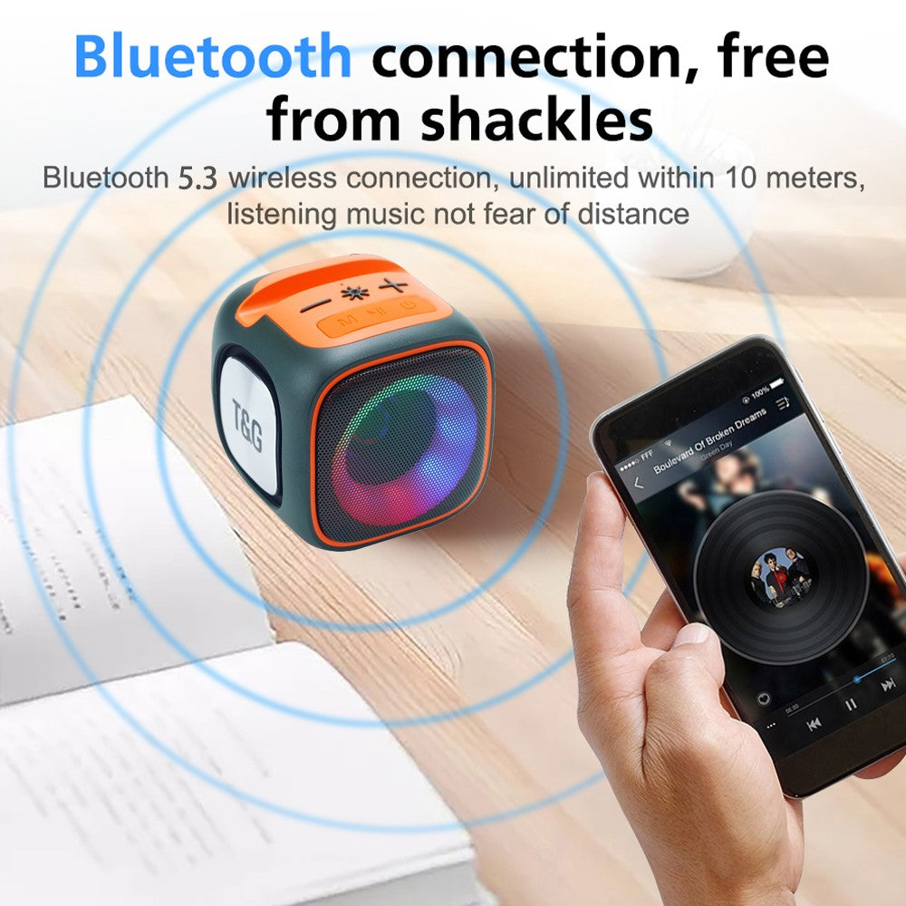 T&G TG359 Mini Rechargeable Bluetooth-compatible Speaker Portable Outdoor Wireless Stereo Subwoofer with Breathing Light