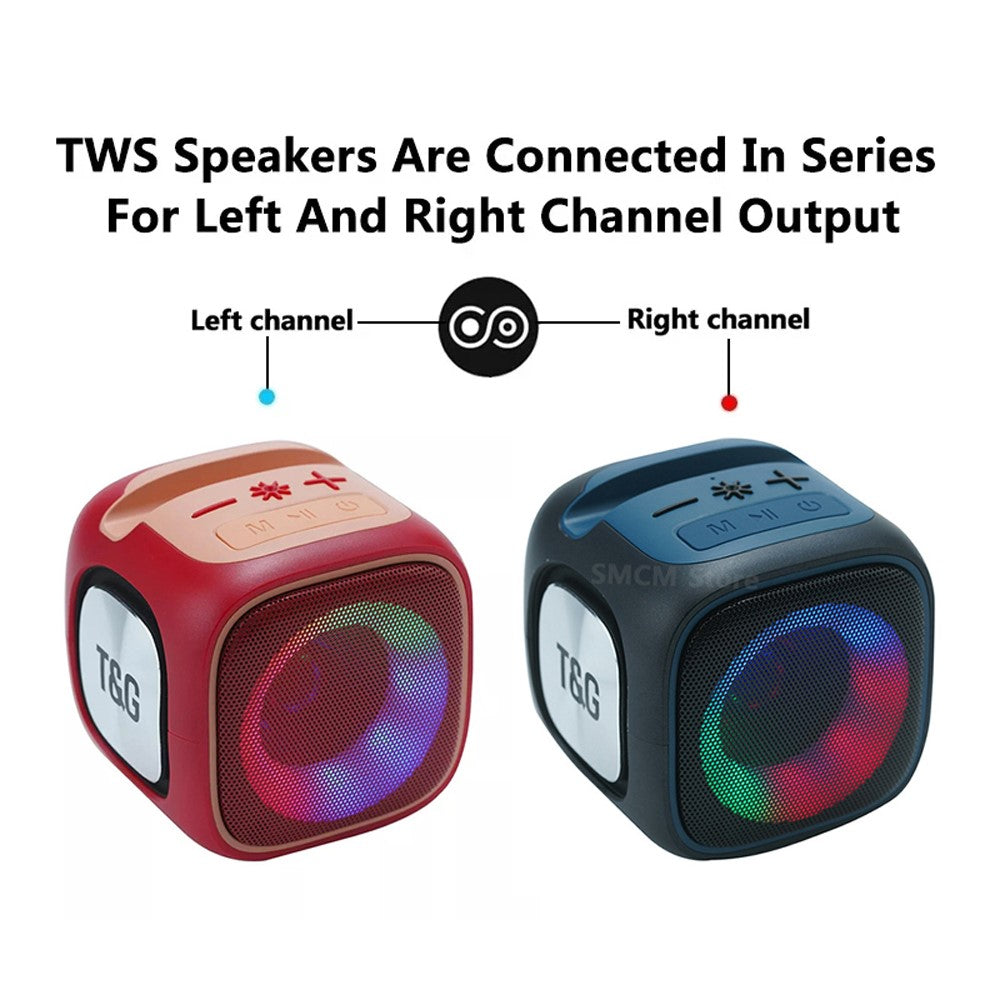 T&G TG359 Mini Rechargeable Bluetooth-compatible Speaker Portable Outdoor Wireless Stereo Subwoofer with Breathing Light