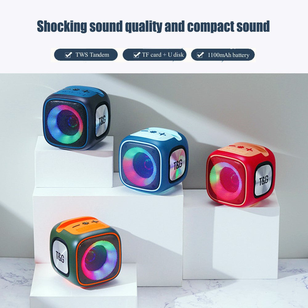 T&G TG359 Mini Rechargeable Bluetooth-compatible Speaker Portable Outdoor Wireless Stereo Subwoofer with Breathing Light