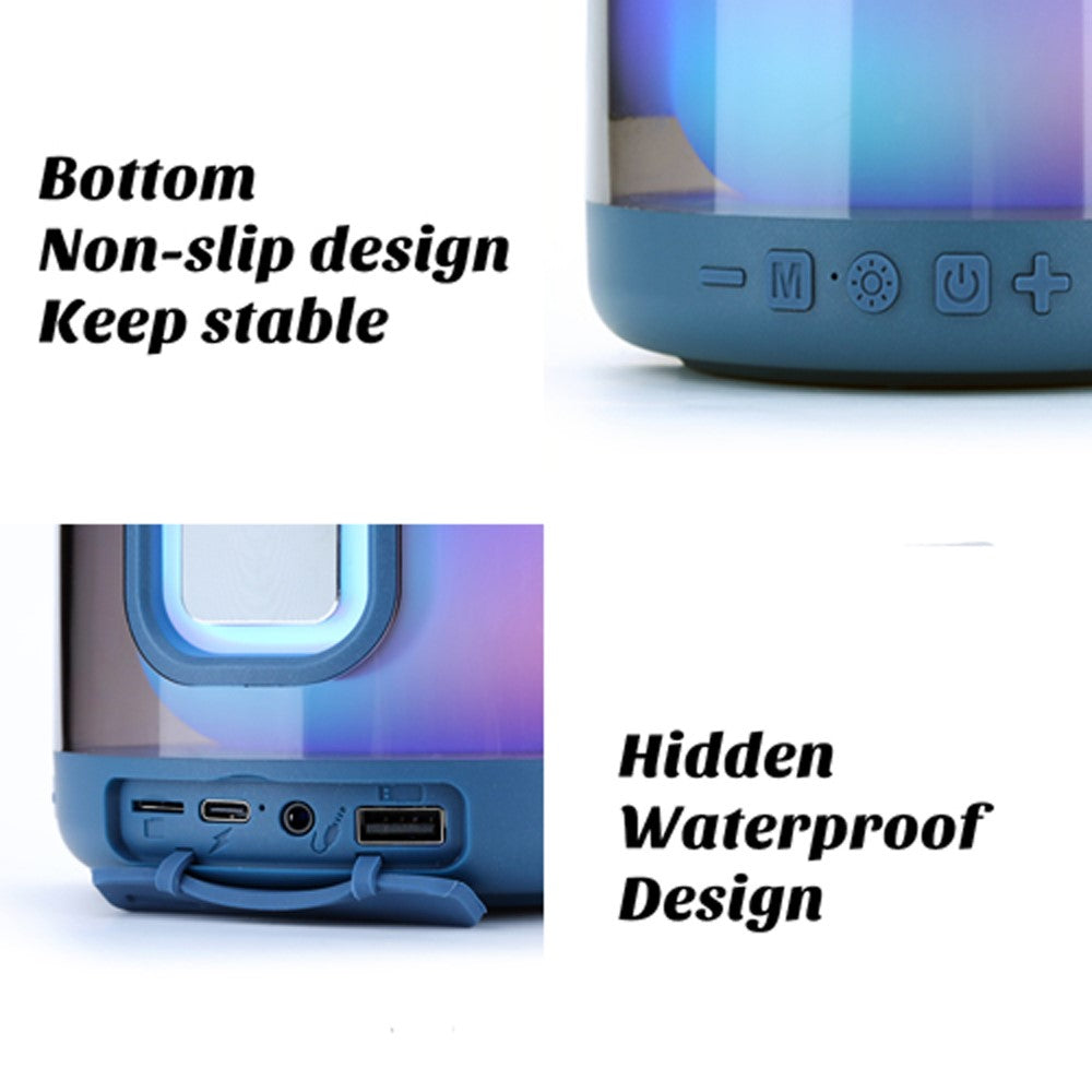 T&G TG376 RGB LED Vejrtrækningslys Genopladelig Bluetooth-kompatibel Højttaler Bærbar Trådløs Stereo Subwoofer