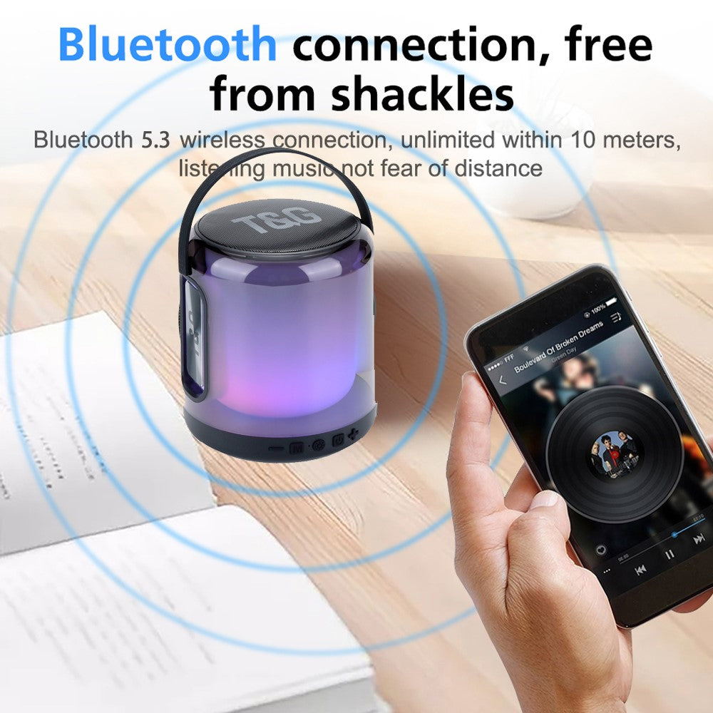 T&G TG376 RGB LED Vejrtrækningslys Genopladelig Bluetooth-kompatibel Højttaler Bærbar Trådløs Stereo Subwoofer