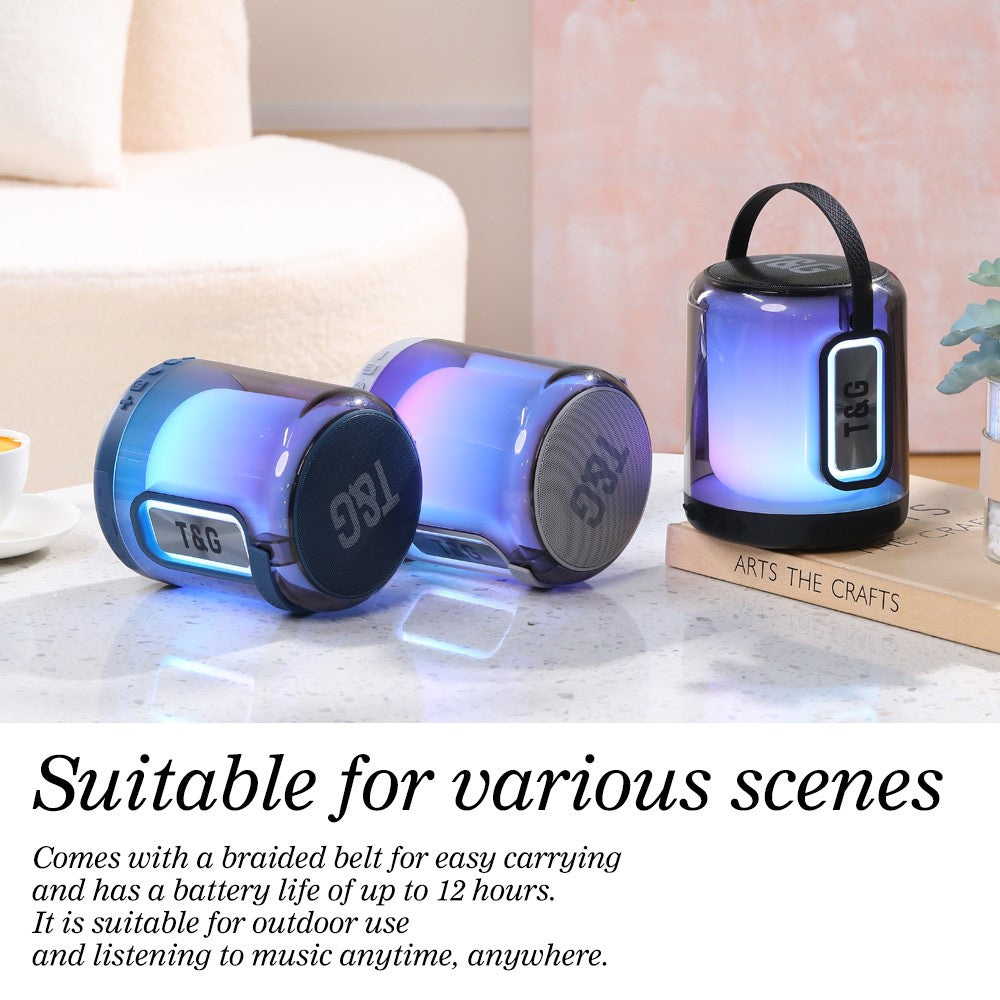 T&G TG376 RGB LED Vejrtrækningslys Genopladelig Bluetooth-kompatibel Højttaler Bærbar Trådløs Stereo Subwoofer