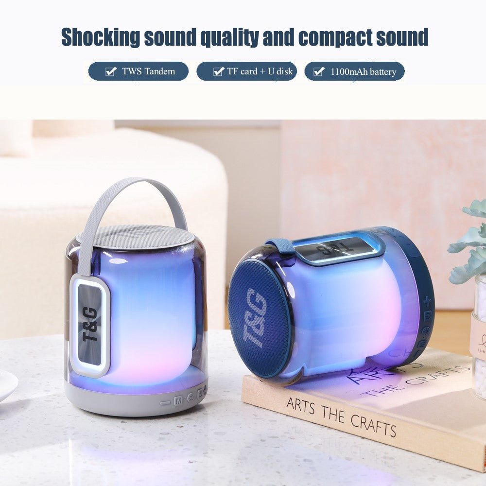 T&G TG376 RGB LED Vejrtrækningslys Genopladelig Bluetooth-kompatibel Højttaler Bærbar Trådløs Stereo Subwoofer