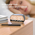 s15 Mirror Bluetooth-kompatibel 5.0-högtalare Bas Stereo Subwoofer LED Digital Dubbla Väckarklockor med FM-radio Externt TF-kort