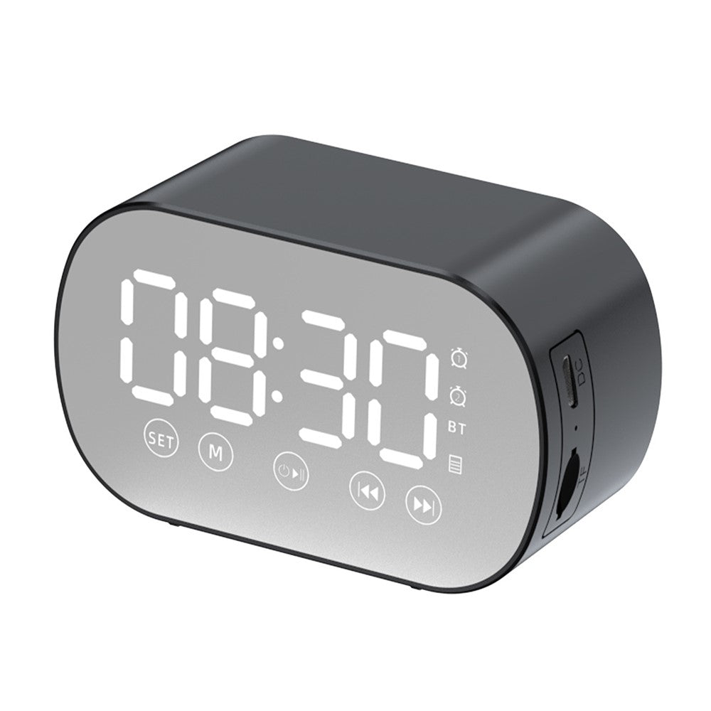 s15 Mirror Bluetooth-kompatibel 5.0-högtalare Bas Stereo Subwoofer LED Digital Dubbla Väckarklockor med FM-radio Externt TF-kort