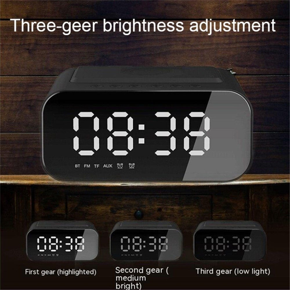 BT510 Rechargeable Bluetooth-compatible Speaker Music Loudspeaker LED Digital Alarm Clock Phone Wireless Charger
