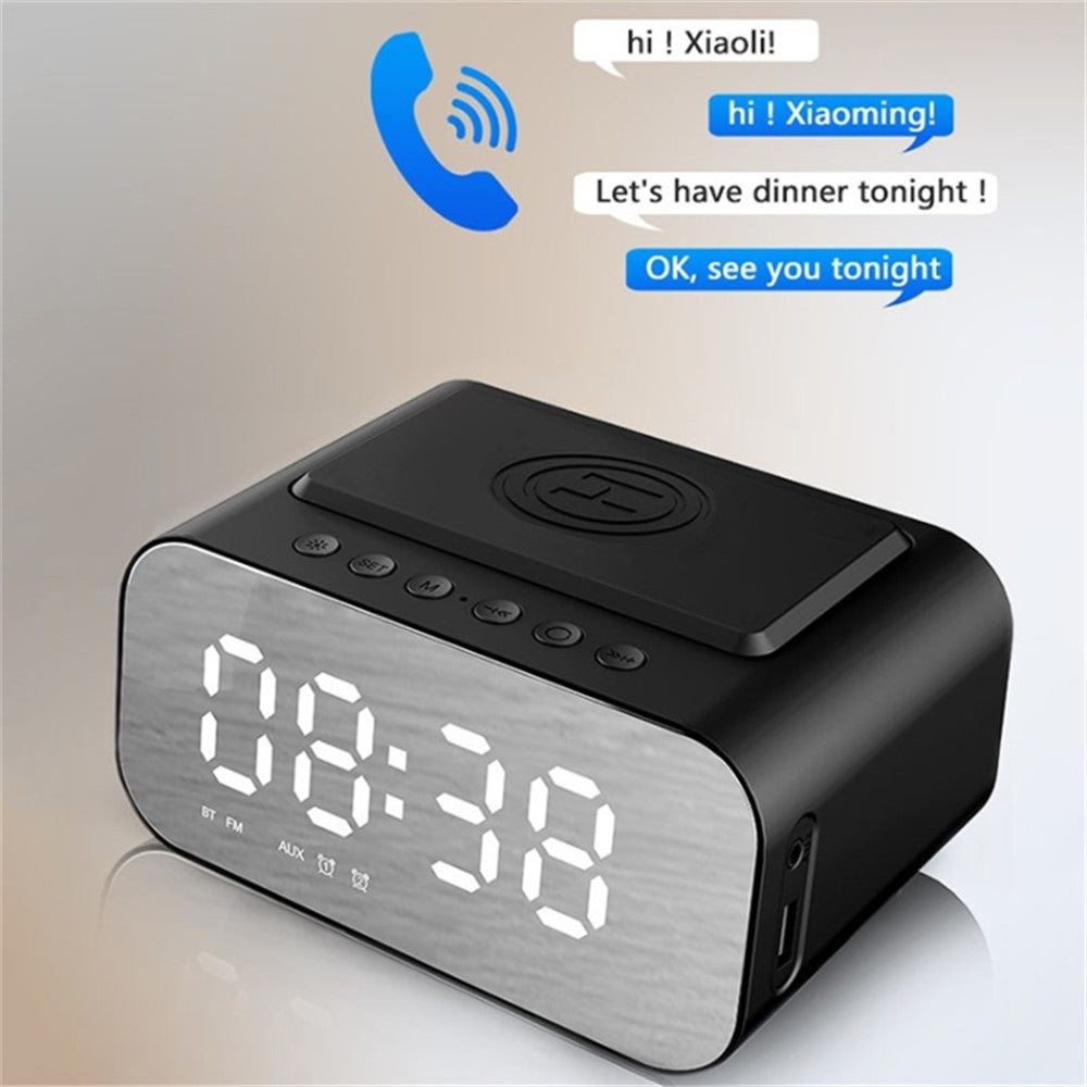 BT510 Rechargeable Bluetooth-compatible Speaker Music Loudspeaker LED Digital Alarm Clock Phone Wireless Charger