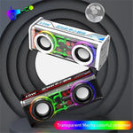 V8 Transparent Mecha Musikhøjttaler Bluetooth-kompatibel 5.0 Trådløs Subwoofer med RGB-lys