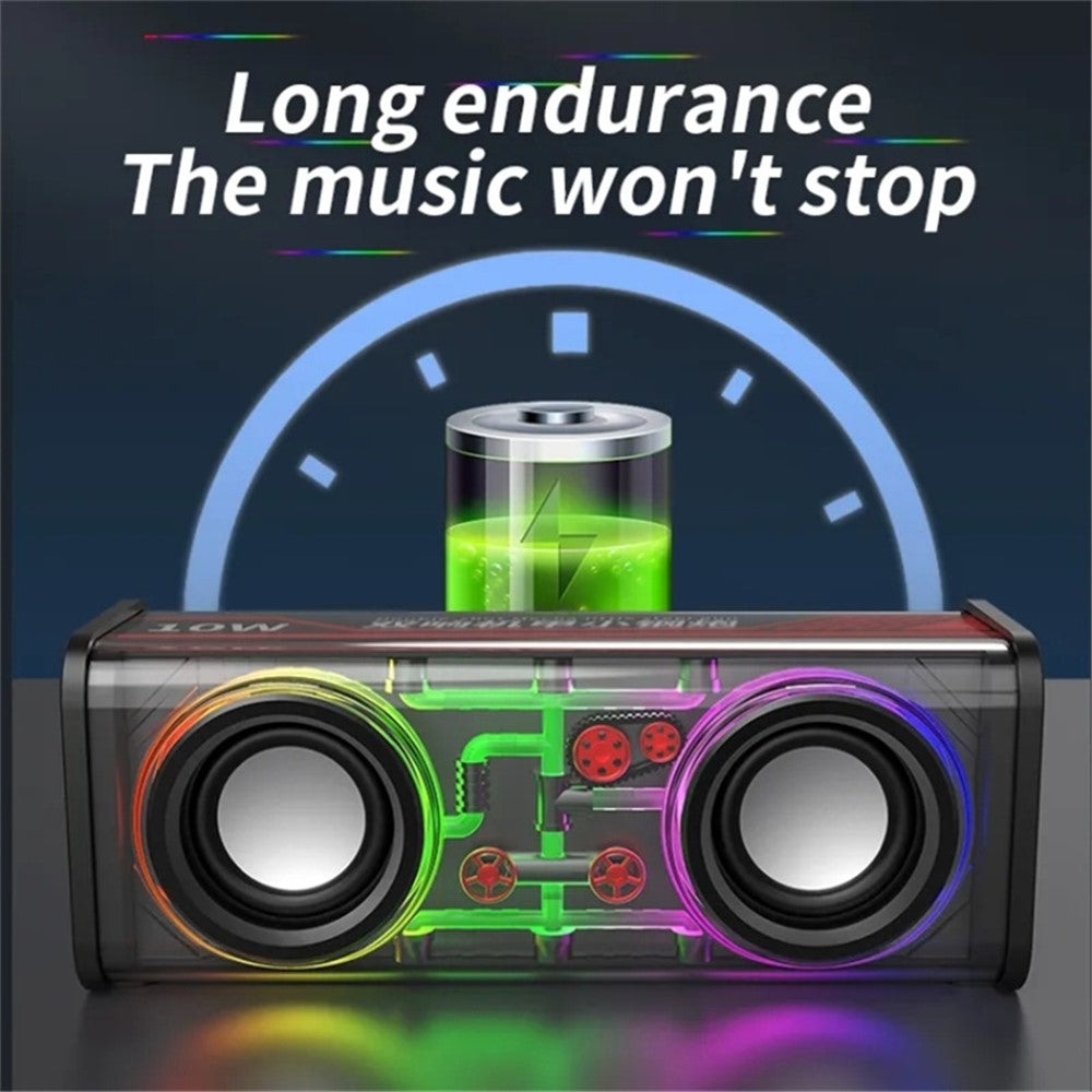 V8 Transparent Mecha Musikhøjttaler Bluetooth-kompatibel 5.0 Trådløs Subwoofer med RGB-lys