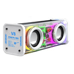 V8 Transparent Mecha Musikhøjttaler Bluetooth-kompatibel 5.0 Trådløs Subwoofer med RGB-lys