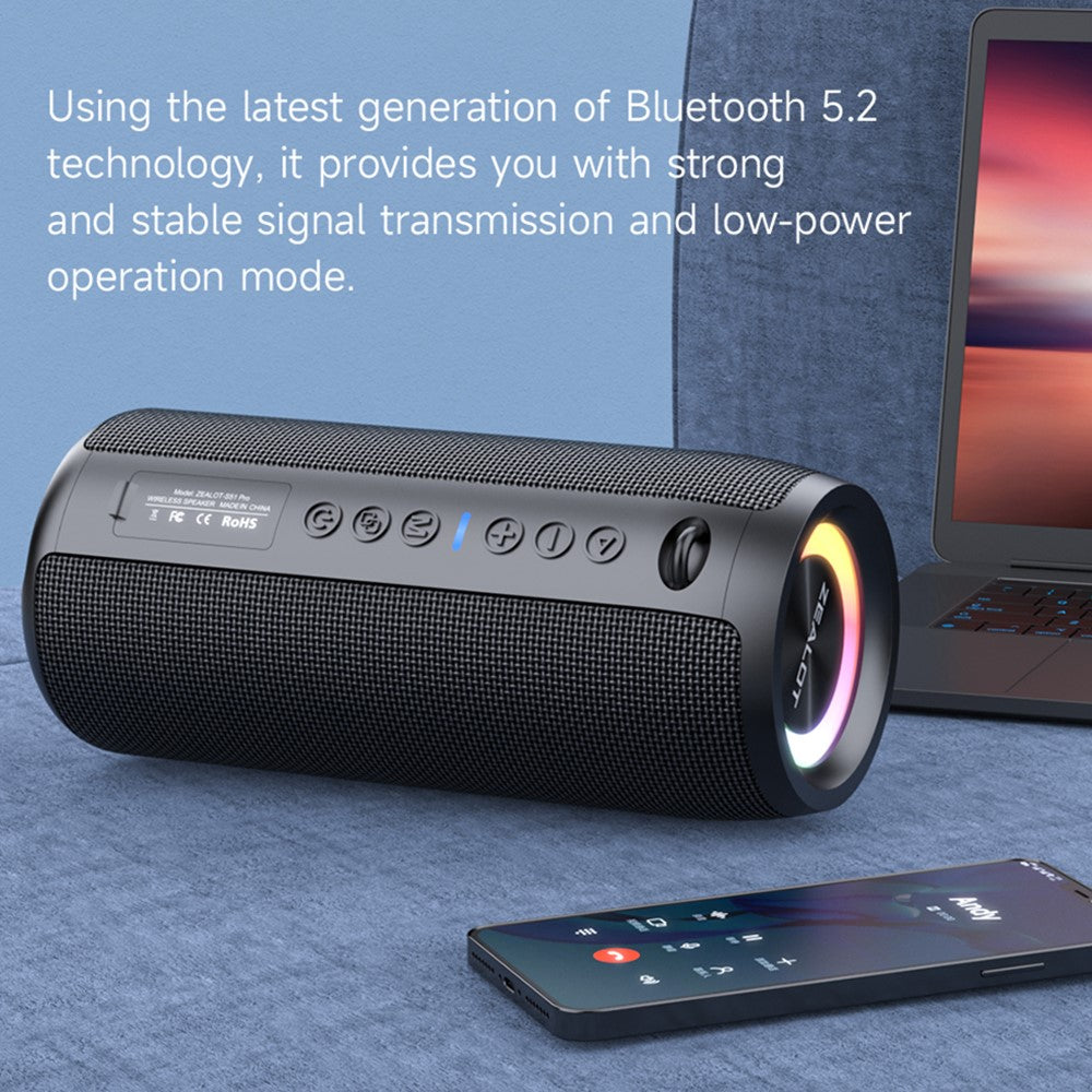 ZEALOT S51Pro 40W Bluetooth-kompatibel højttaler IPX5 Vandtæt 3D Stereobas Bærbar højttaler med snor