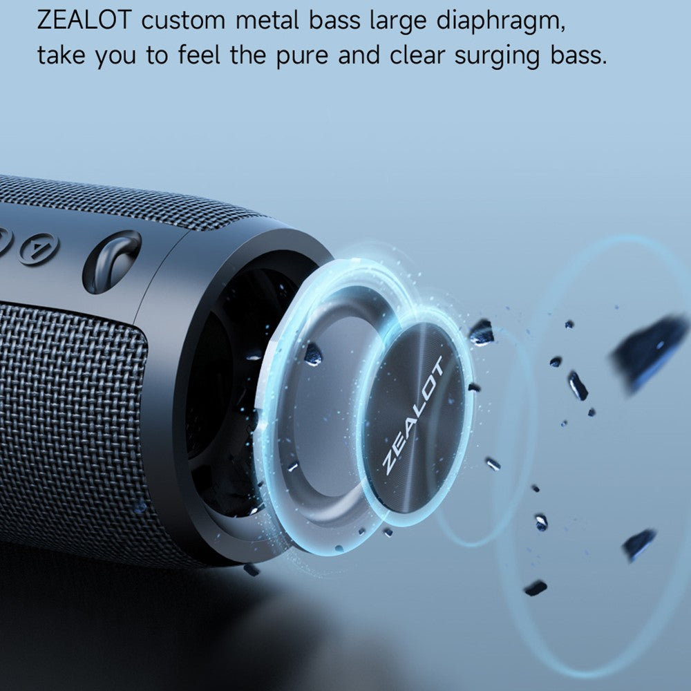 ZEALOT S51Pro 40W Bluetooth-kompatibel højttaler IPX5 Vandtæt 3D Stereobas Bærbar højttaler med snor