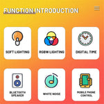 RGBW Atmosphere Light APP Remote Control Bluetooth-compatible Speaker Digital Alarm Clock White Noise Music Player