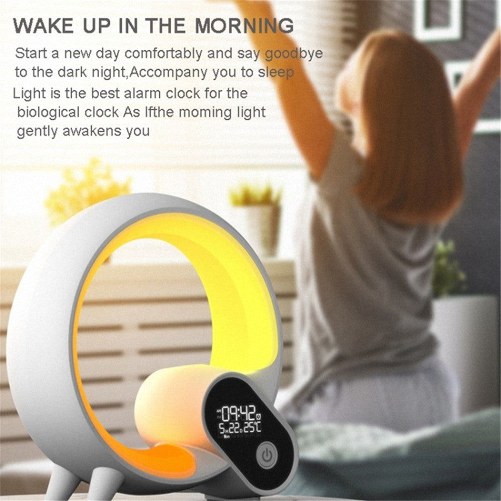 RGBW Atmosphere Light APP Remote Control Bluetooth-compatible Speaker Digital Alarm Clock White Noise Music Player
