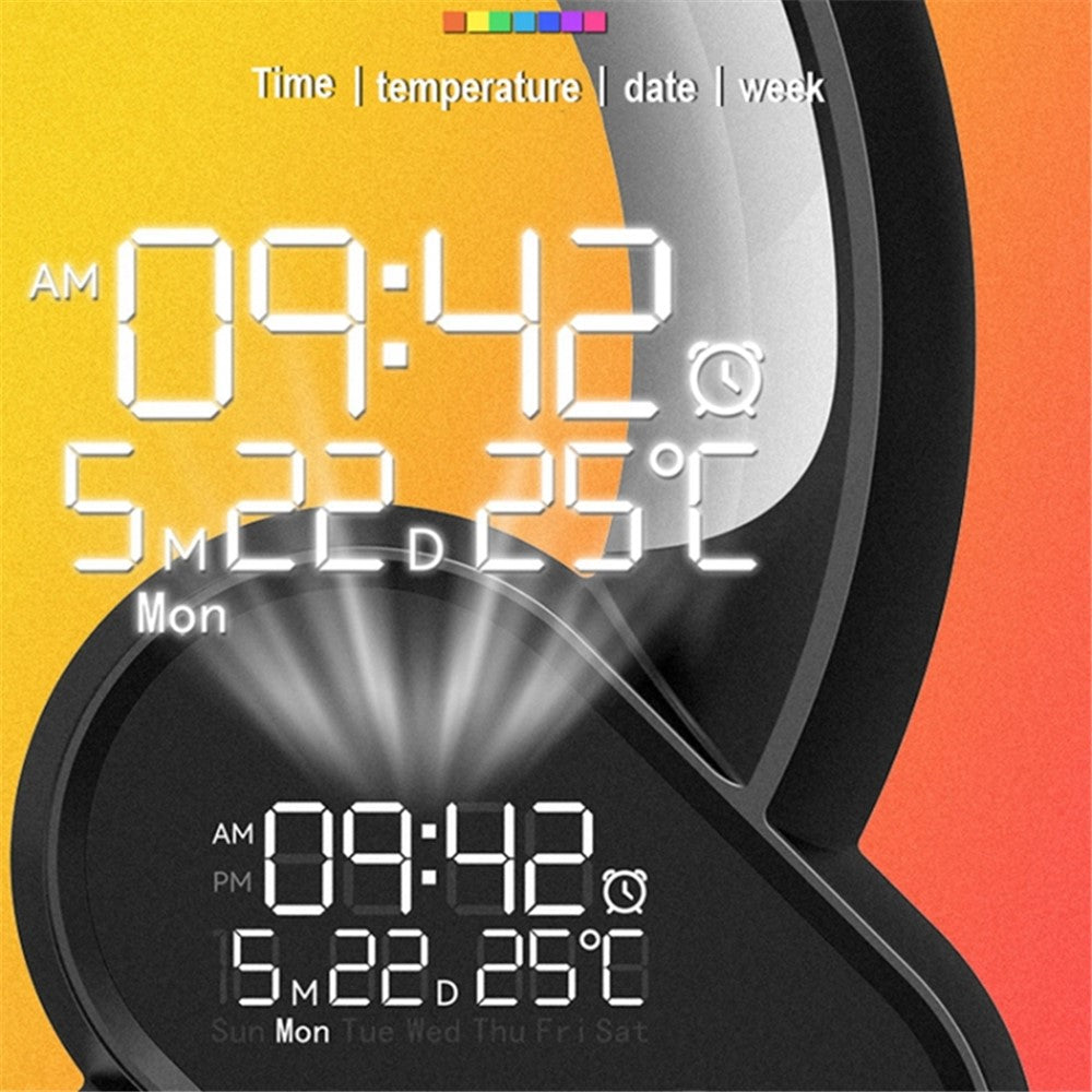 RGBW Atmosphere Light APP Remote Control Bluetooth-compatible Speaker Digital Alarm Clock White Noise Music Player