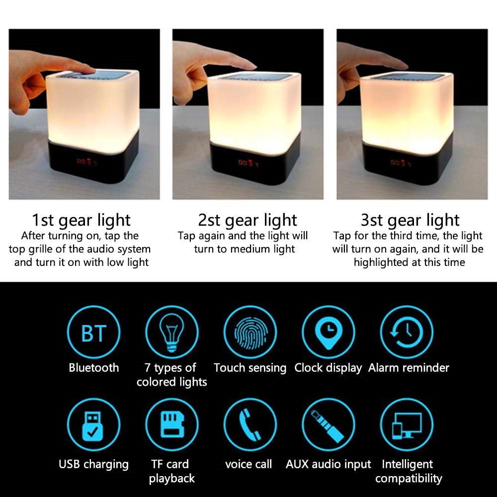 Bluetooth-compatible Audio Speaker HiFi Portable Mini Speaker Subwoofer Supports Touch Control Lights / TF Card