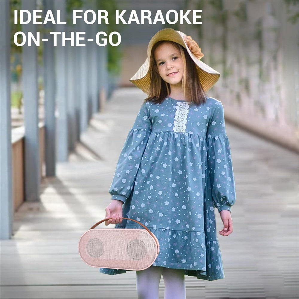P6 Hjemme-karaokemaskine LED-belysning Bluetooth-kompatibel højttaler med 2 trådløse mikrofoner til børn og voksne