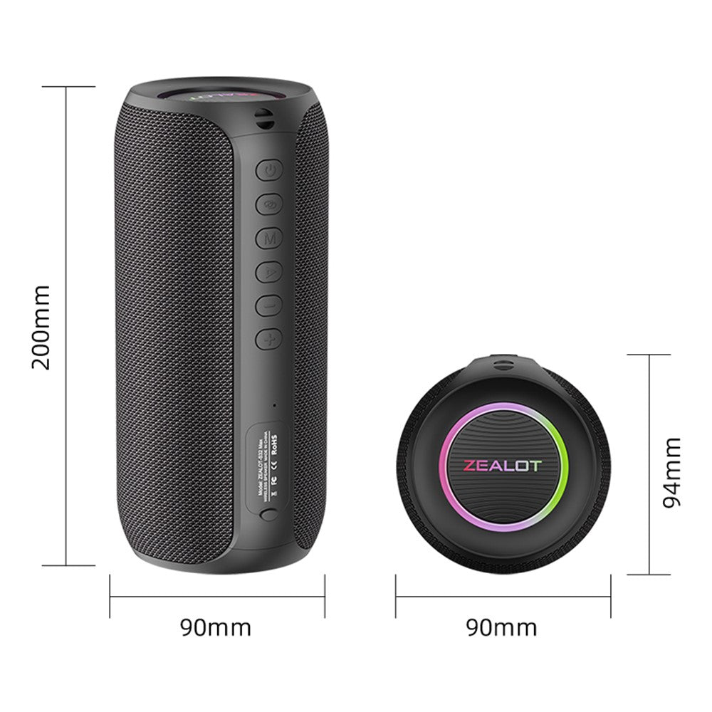 ZEALOT S32MAX 20W Bærbar Bluetooth-kompatibel Højttaler IPX5 Vandtæt Udendørs Subwoofer (CE Certificeret)