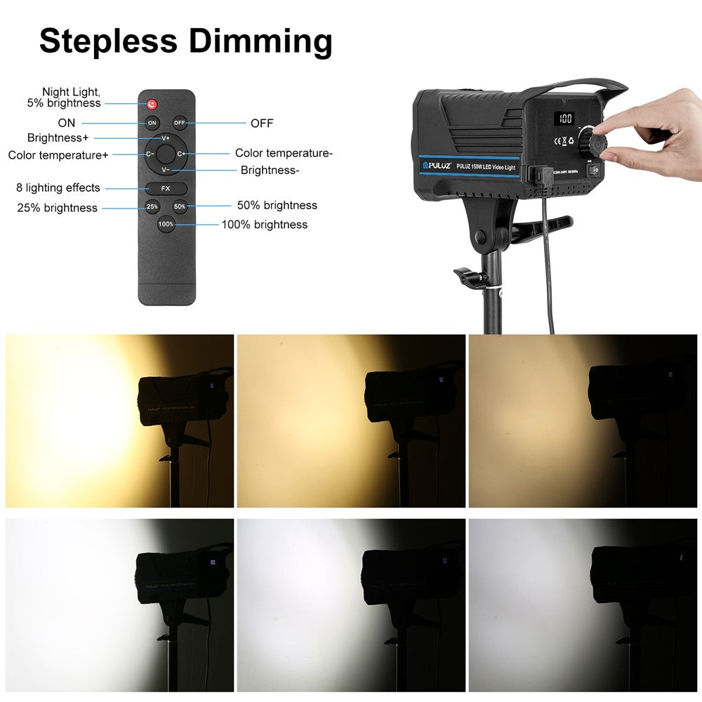 PULUZ PU3061 220V 120W LED Photographic Light Dual Color Temperature Photo Studio Fill Light with Remote Control