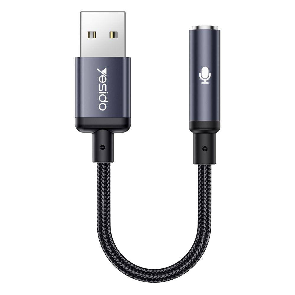YESIDO YAU46 15 cm USB til 3,5 mm Plug and Play lydadapterkabel understøtter stemmeopkald