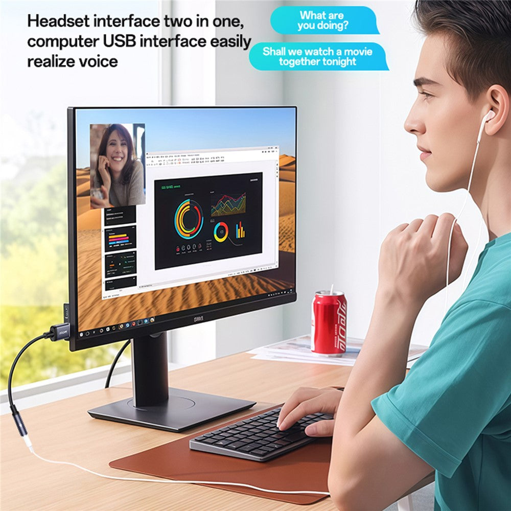 YESIDO YAU46 15 cm USB til 3,5 mm Plug and Play lydadapterkabel understøtter stemmeopkald