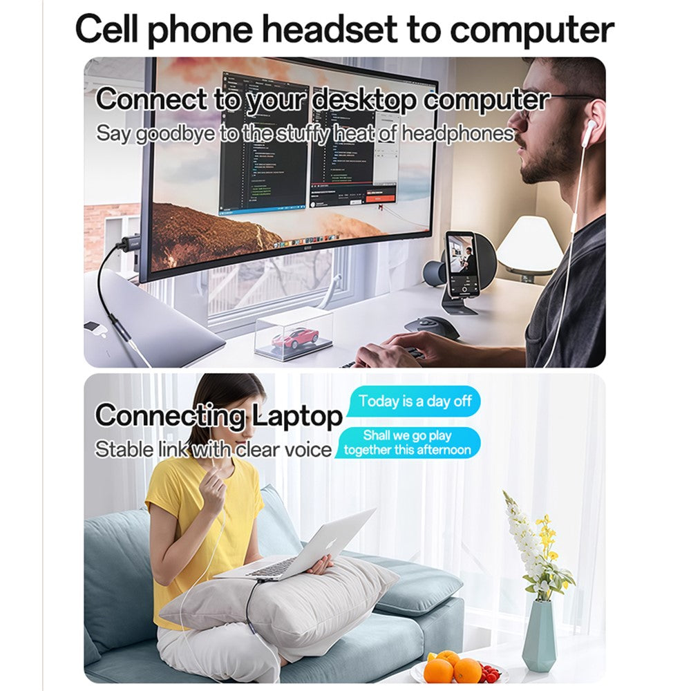 YESIDO YAU46 15 cm USB til 3,5 mm Plug and Play lydadapterkabel understøtter stemmeopkald