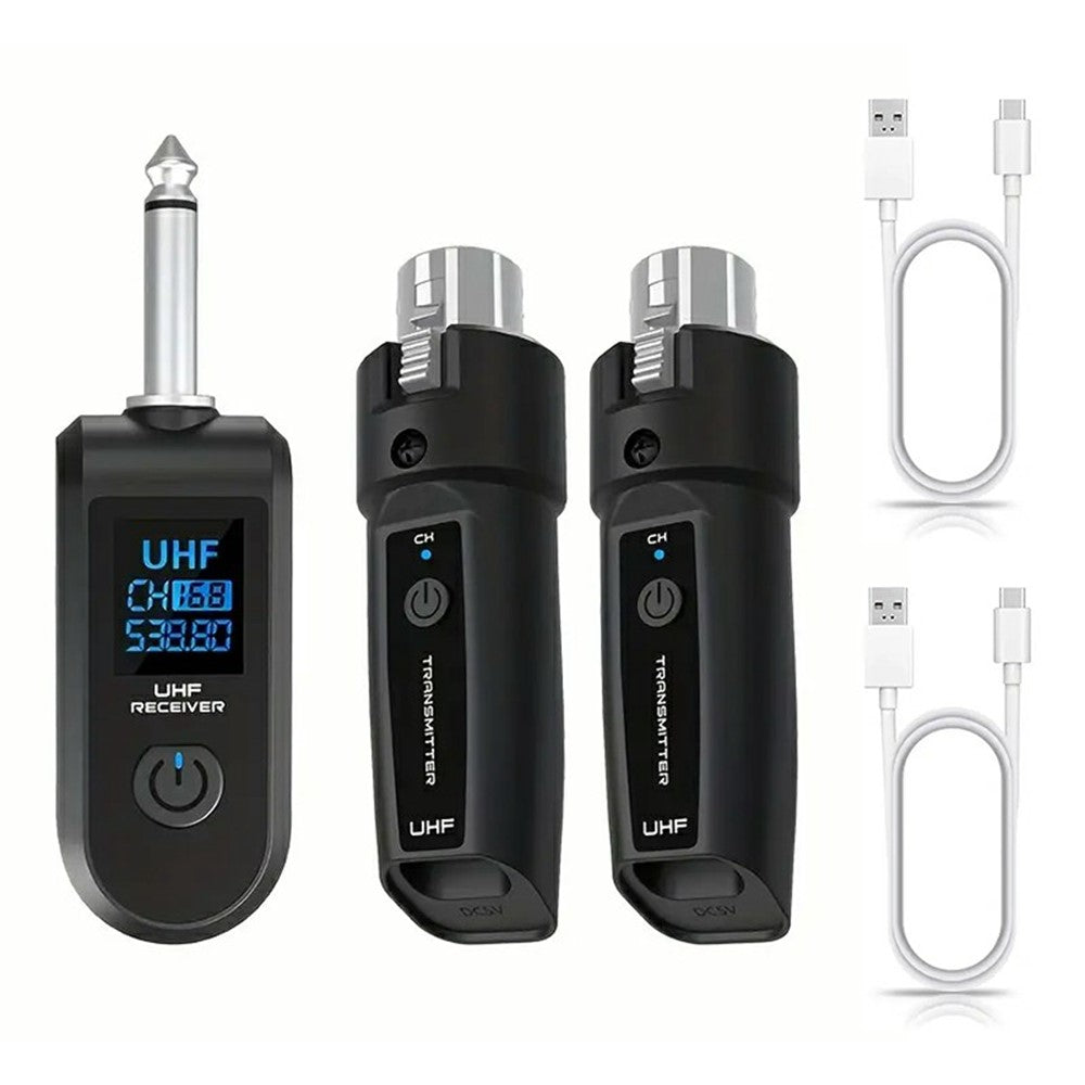 K1 Wired to Wireless Microphone Converter for Handheld Dynamic Mic, 2 Transmitters + 1 Receiver