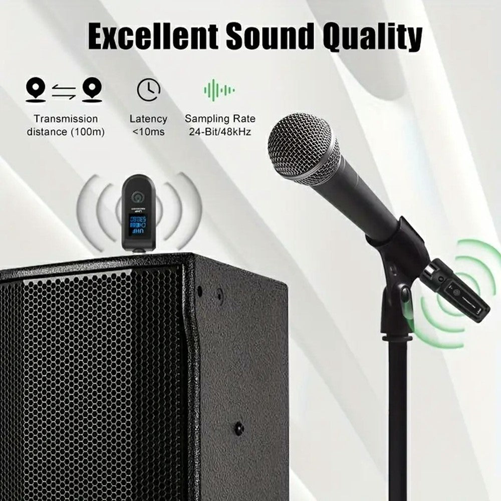 K1 Wired to Wireless Microphone Converter for Handheld Dynamic Mic, 2 Transmitters + 1 Receiver