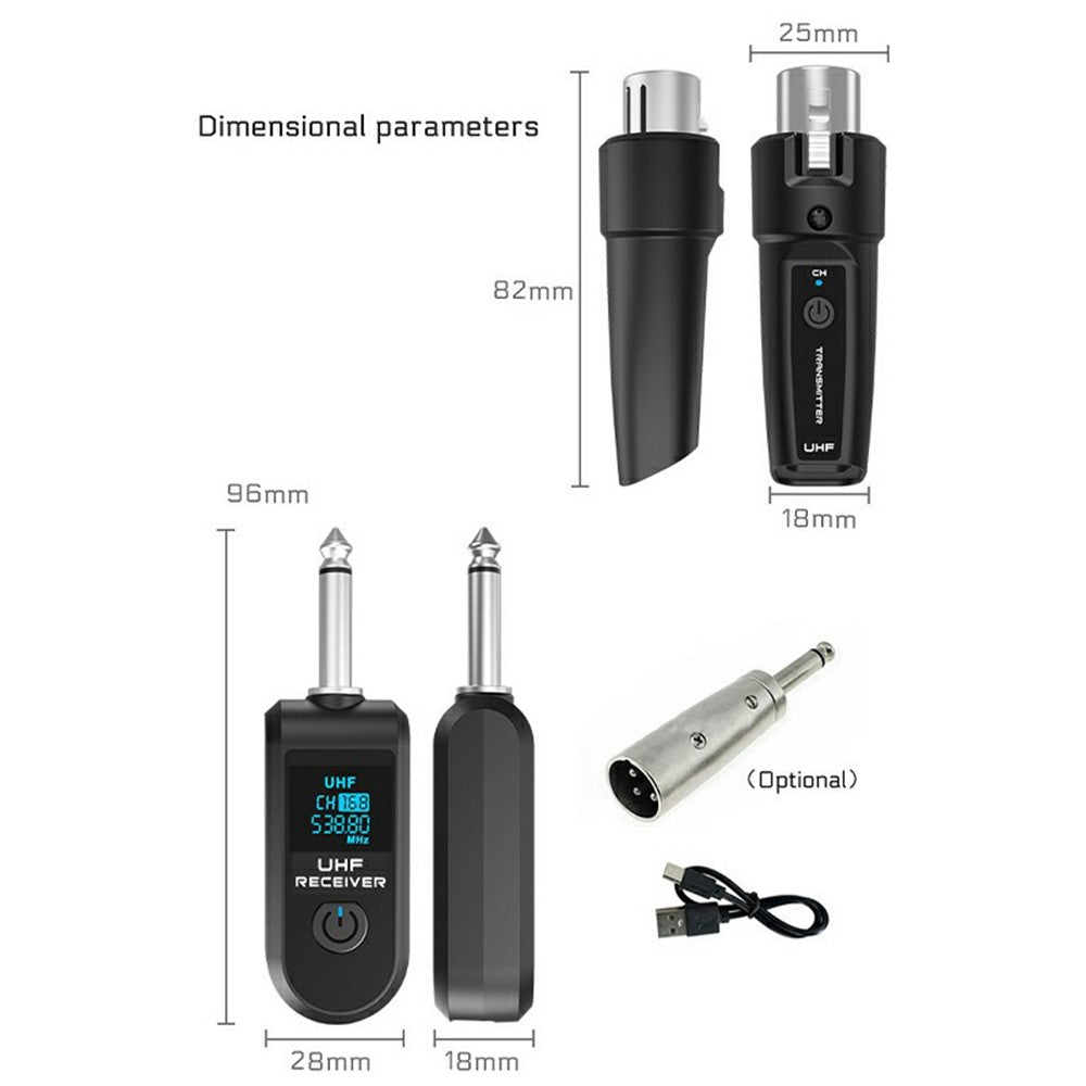 K1 Wired to Wireless Microphone Converter for Handheld Dynamic Mic, 2 Transmitters + 1 Receiver