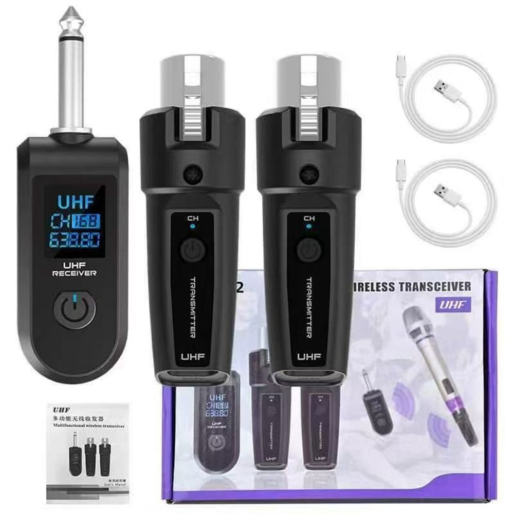 K1 Wired to Wireless Microphone Converter for Handheld Dynamic Mic, 2 Transmitters + 1 Receiver