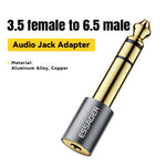 ESSAGER Ljudadapter 3,5 mm hane till 6,5 mm hona HiFi-ljud bärbar guldpläterad kontakt
